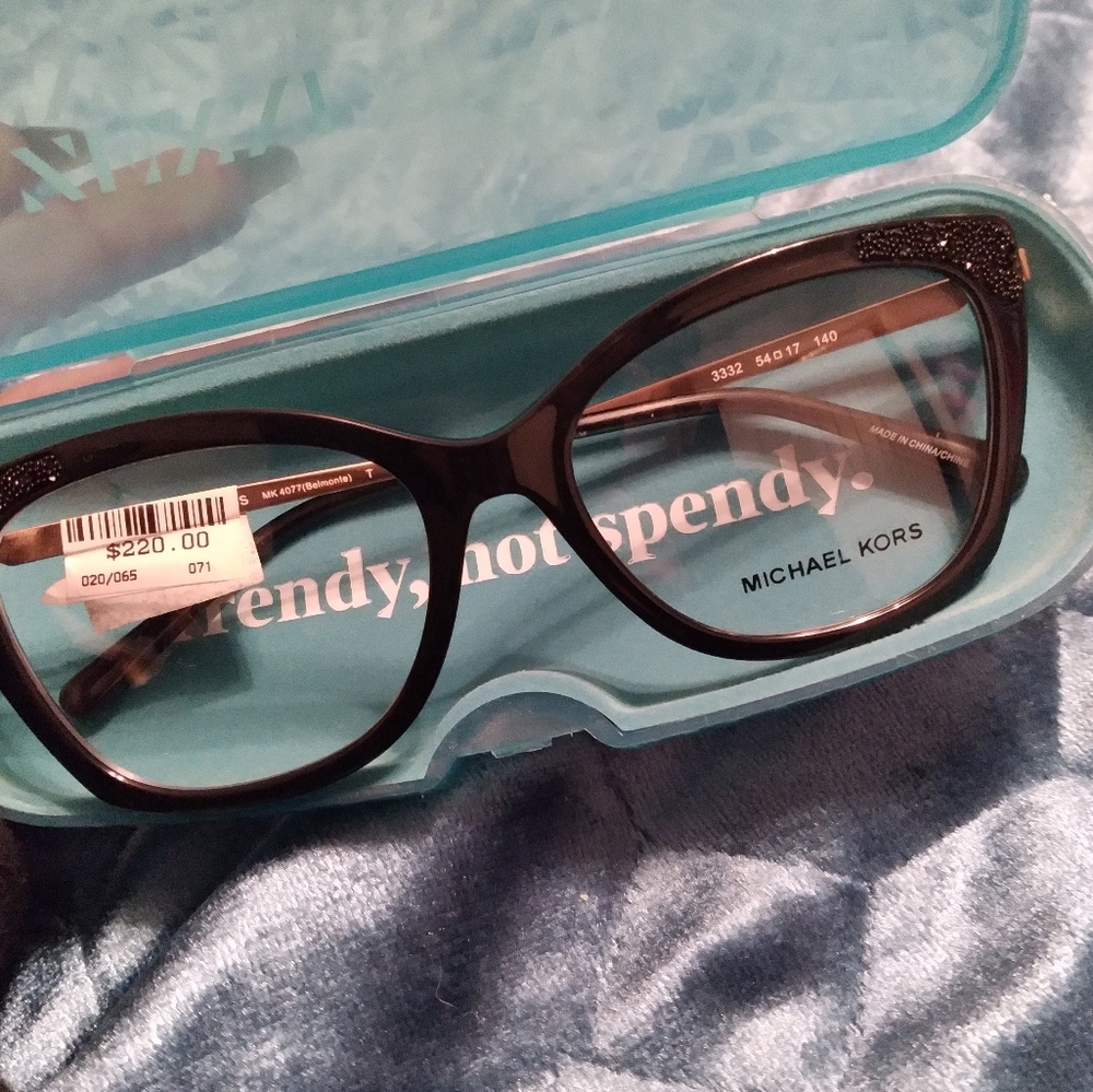 NEW Black Michael Kors glasses with gemstones in the corner